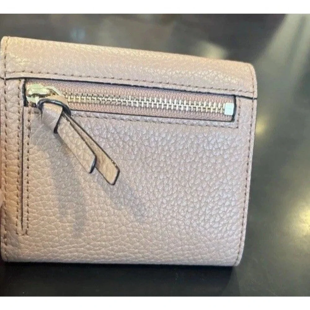 Kate Spade Jackson Street Jada Wallet Pebbled Leather Neutral Beige-Pink 4x4”